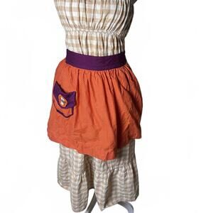 Vintage 70’s foremost kitchen apron orange polkadot with purple trim retro Xs-xl